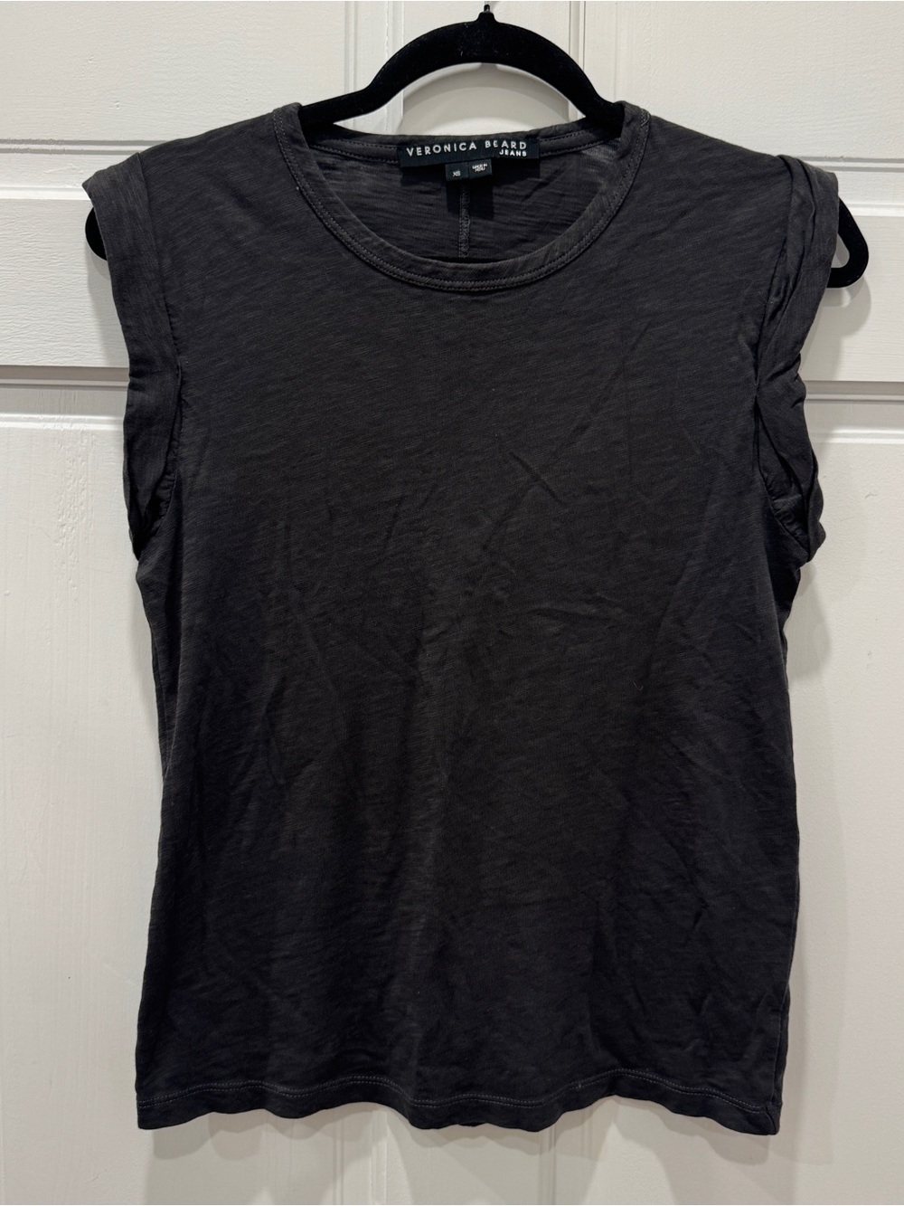 Veronica Beard Dree Muscle Tee XS Charcoal Grey Pima Cotton Luxury Tank Top